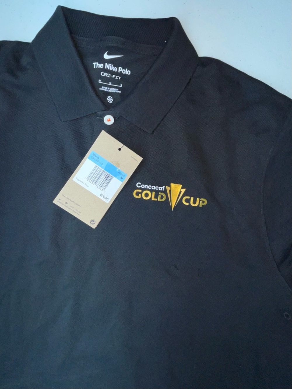 Nike Black Polo with Gold Concacaf Logo M